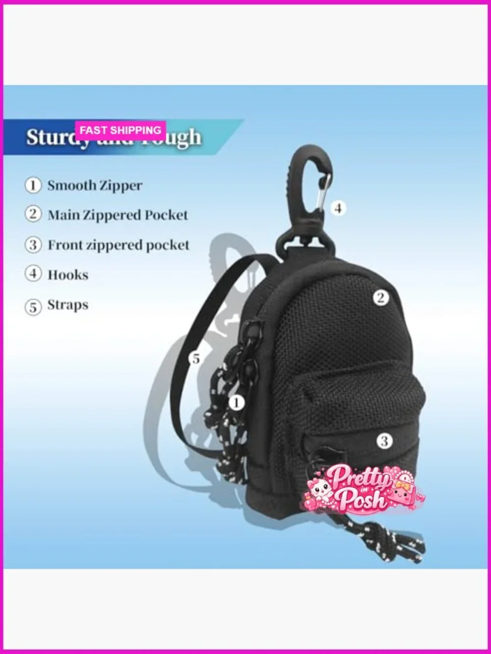 Nylon Coin Purse Keychain Wallet with Zipper, Mini Tactical Pouch